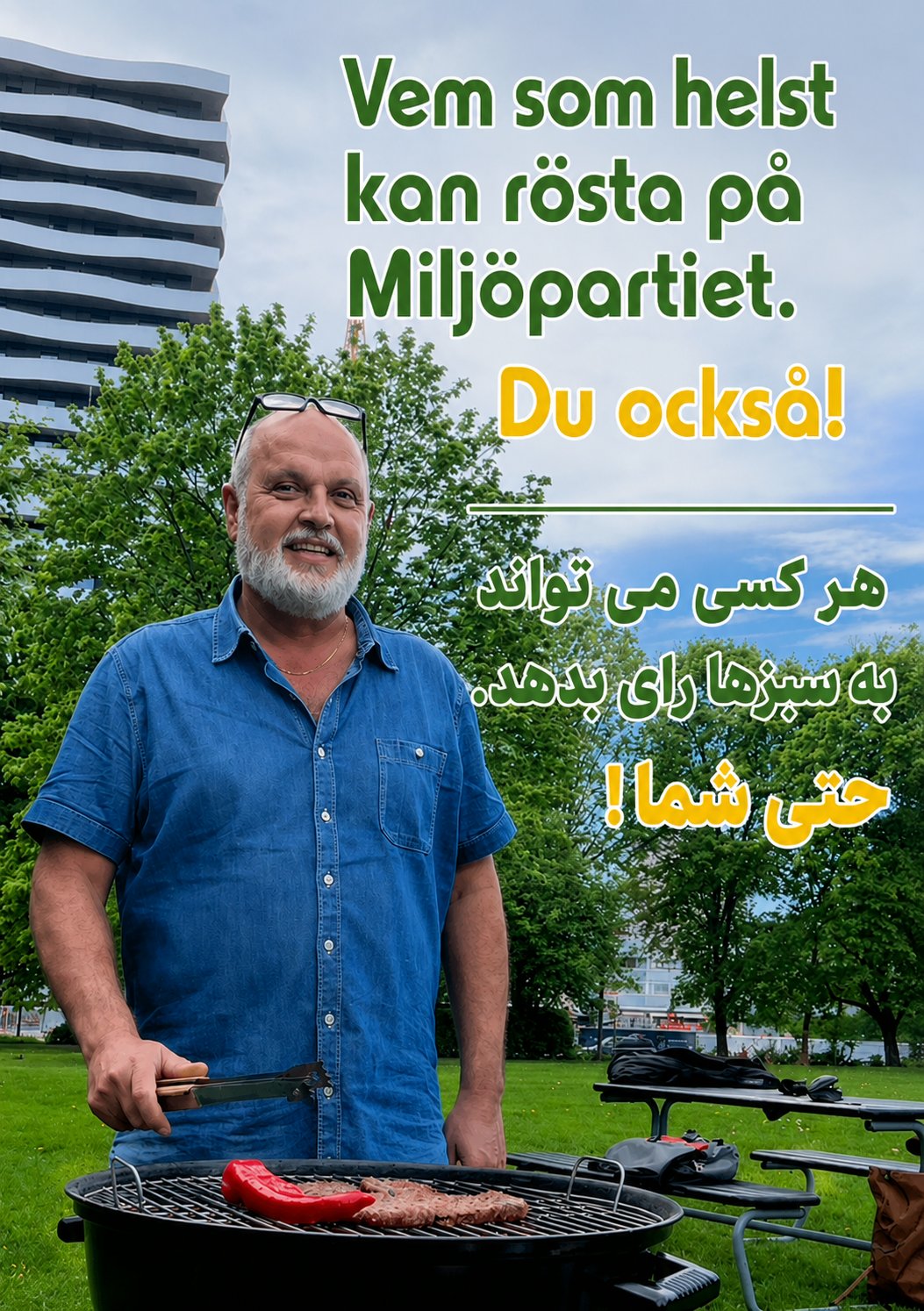 Reza Etemad grillar i parken