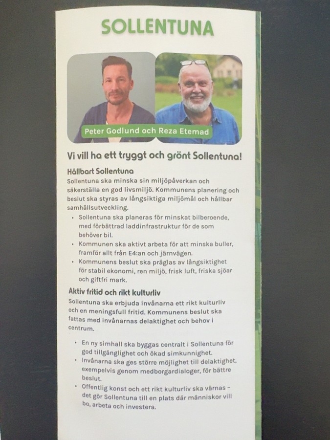 Sollentuna – Vi vill ha ett tryggt och grönt Sollentuna, Peter Godlund och Reza Etemad